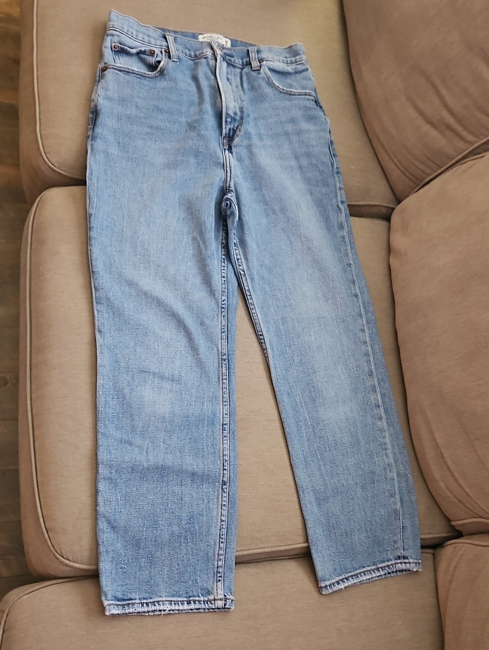 Abercrombie & Fitch Light Blue Ankle Straight Jeans Ultra High Rise Curve Love